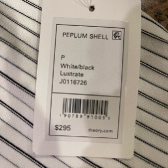 NWT!Theory White and Black Striped Peplum Tank, Top, Knit Size Petite Retail: $2 - Picture 14 of 16